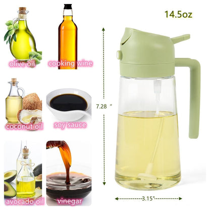 500ml 2-in-1 Portable Glass Oil Sprayer & Dispenser for Kitchen & BBQ