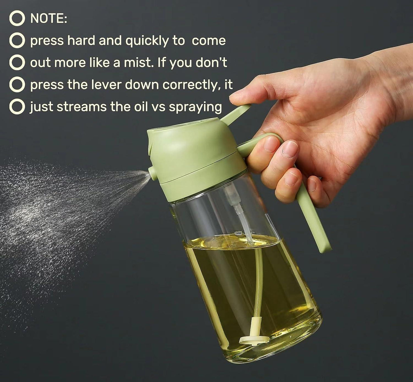 500ml 2-in-1 Portable Glass Oil Sprayer & Dispenser for Kitchen & BBQ