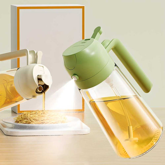 500ml 2-in-1 Portable Glass Oil Sprayer & Dispenser for Kitchen & BBQ